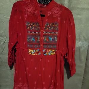 Dark pink Johnny Was blouse embroidered XL